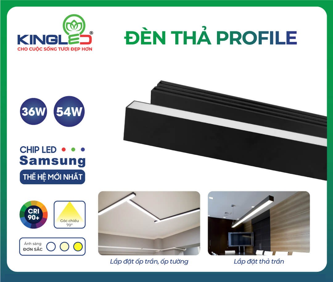 ĐÈN THẢ PROFILE 54W VỎ ĐEN