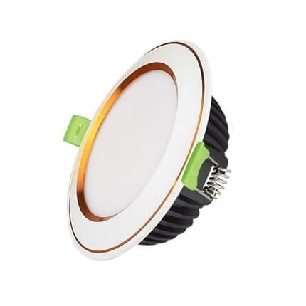 Đèn Âm Trần Diamond 10W Mặt Cong, Đơn Sắc, Viền Vàng