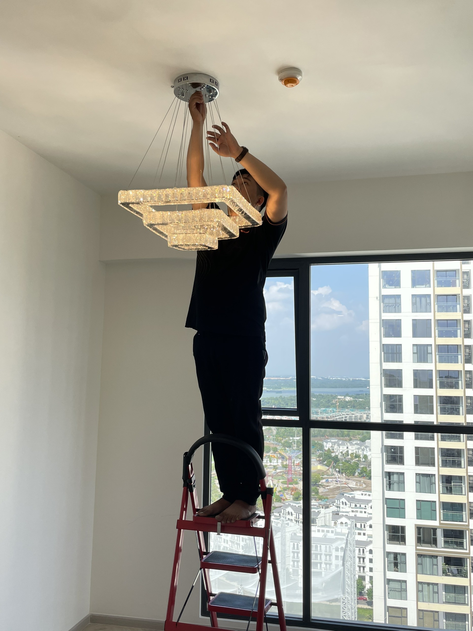 Đèn Thả Pha Lê 3 Vòng Vuông TPL-7262