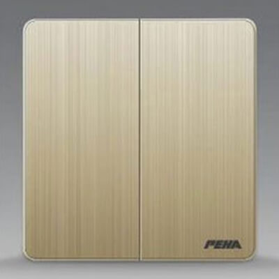 A300-M02A (16A/250) 2 gang 1 way/2 công tắc 1 chiều. Nhôm Xước