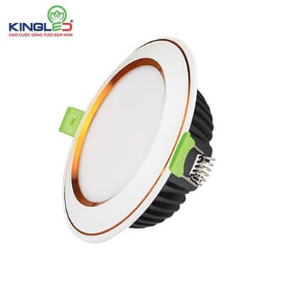 Đèn Âm Trần Diamond 10W Mặt Cong, Đơn Sắc, Viền Vàng