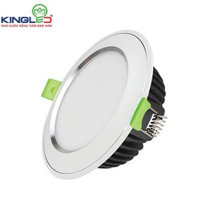 Đèn Âm Trần Diamond 10W Mặt Cong, Đổi Màu, Viền Bạc