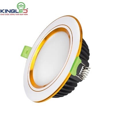 Đèn Âm Trần Diamond 10W Mặt Phẳng, Đổi Màu, Viền Vàng